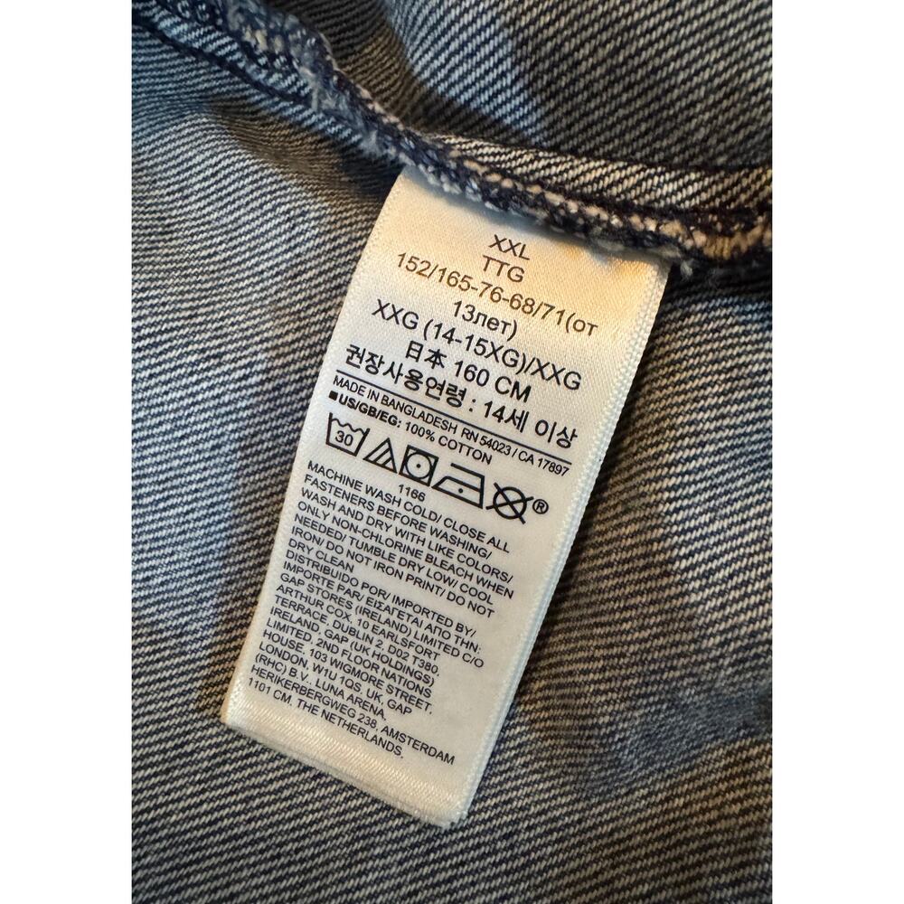 Gap Kids Girl’s XXL Blue Jean Jacket Tomboy Button Down Denim Long Sleeve Unisex - Picture 6 of 11